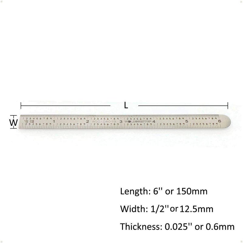WeldingStop 6 in Machinist Ruler Scale 5R 10ths 1/100 1/32 1/64 Graduation Flexible Decimal Inch Steel Rule - Image 5